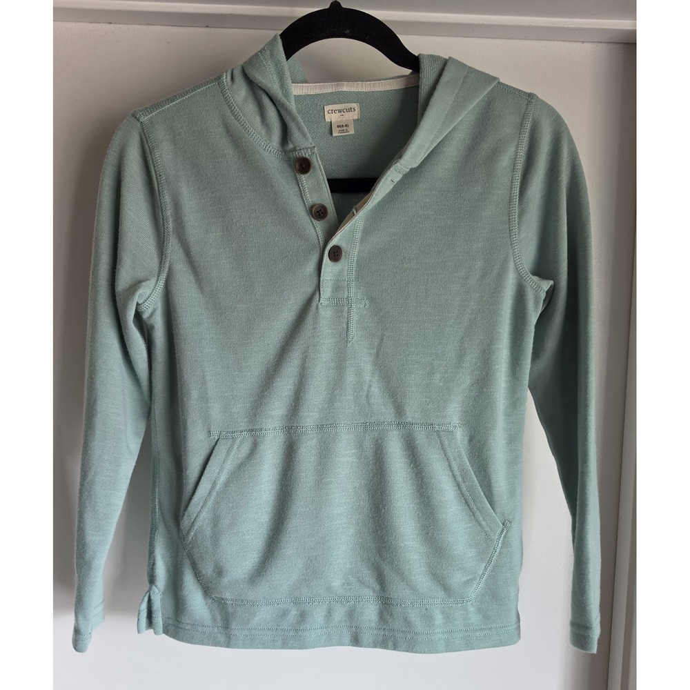 Crewcuts Kids Hoodie Size M 8-9 Green Solid Long Sleeve Pullover Sweatshirt